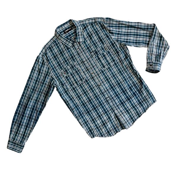 ECKO UNLTD Men's Button‎ Up Shirt Size XL Green Plaid Long Sleeve Cotton Pockets - Picture 5 of 10